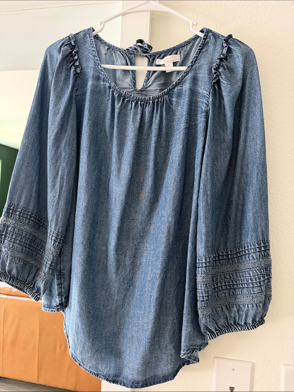 LC Lauren Conrad Denim Blue Peasant Tunic